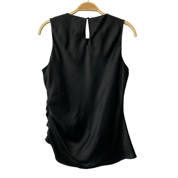 Ecru Y2K 90s Asymmetrical Ruched Top Women Size M Black Sleeveless Quiet Luxury - Picture 2 of 9